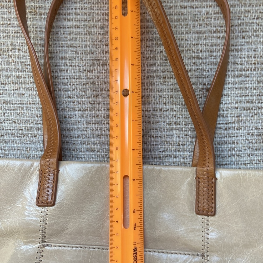 HOBO Beige Leather Tote with Brown Straps - Picture 11 of 12